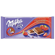 MILKA Σοκολάτα Φράουλα 100gr (BARCODE ZIN: 7622210587855)