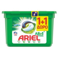 Ariel 3in1 PODS Mountain Spring Κάψουλες 1+1 Δωρό (15τεμ+15τεμ Δώρο)